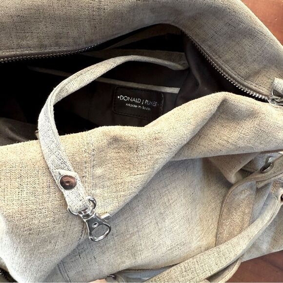 Donald Pliner tan silver hobo bag tote purse suede - Picture 8 of 15